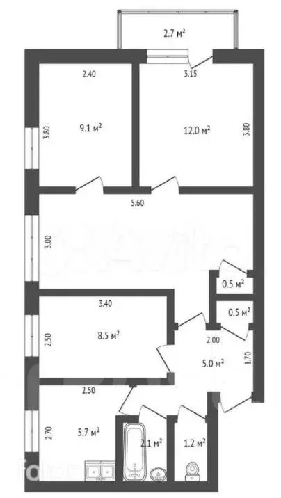 4-к. квартира, 61 м, 5/5 эт. - Фото 0