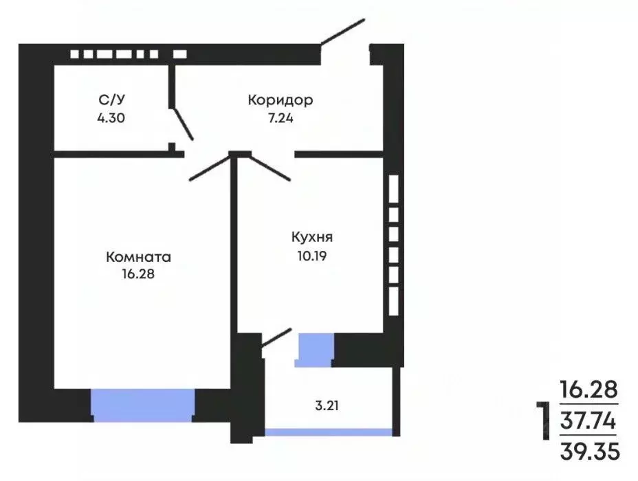 1-к кв. Воронежская область, Воронеж ул. Курчатова, 26Б (39.35 м) - Фото 0