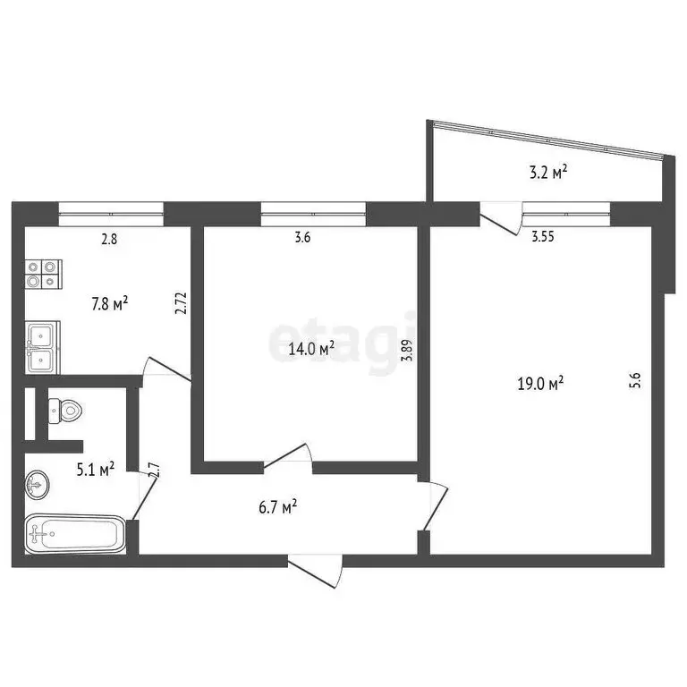 2-комнатная квартира: Ростов-на-Дону, улица Малиновского, 42 (53 м) - Фото 0