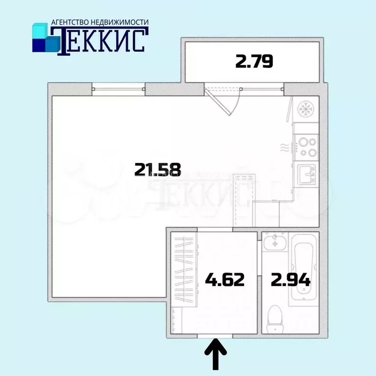 Квартира-студия, 30,6 м, 7/12 эт. - Фото 0