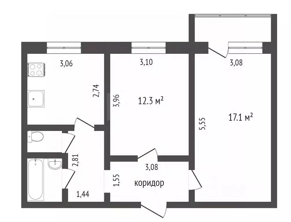 2-к кв. Тюменская область, Тюмень Восточный мкр, ул. Моторостроителей, ... - Фото 2