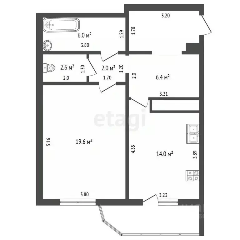 1-к кв. Крым, Евпатория просп. Победы, 91 (55.5 м) - Фото 2