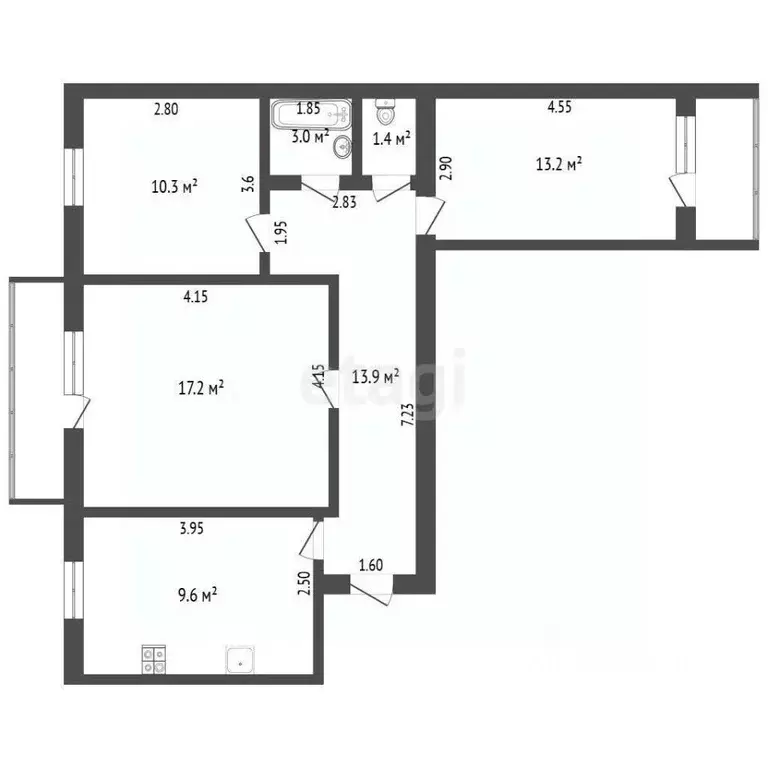 3-к кв. Крым, Красноперекопск 8-й мкр, 3 (68.6 м) - Фото 0