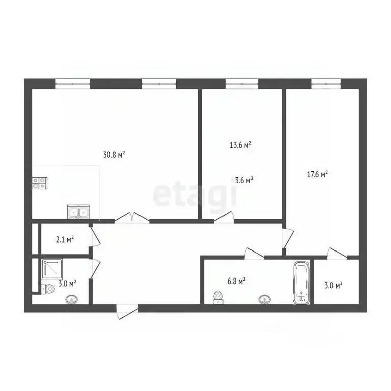 2-к кв. Тюменская область, Тюмень ул. Республики, 204к3 (93.4 м) - Фото 2