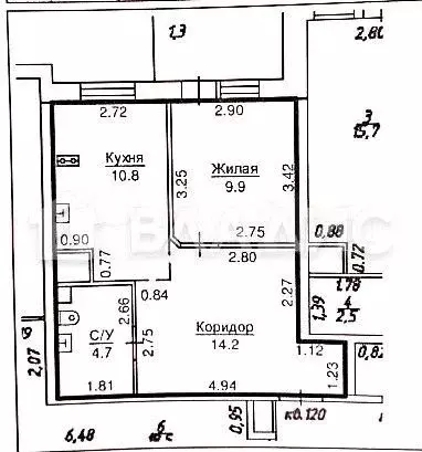 1-к. квартира, 39,6 м, 2/5 эт. - Фото 0