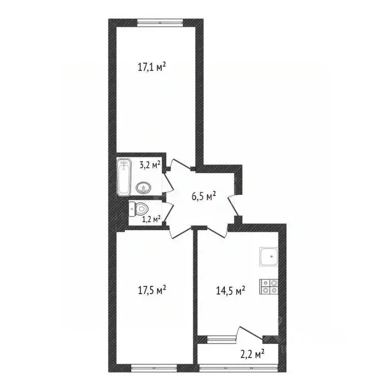 2-к кв. Тверская область, Тверь ул. Терещенко, 6к4 (62.7 м) - Фото 1