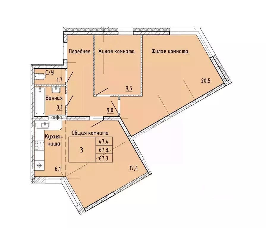 3-к кв. Приморский край, Артем  (67.3 м) - Фото 1