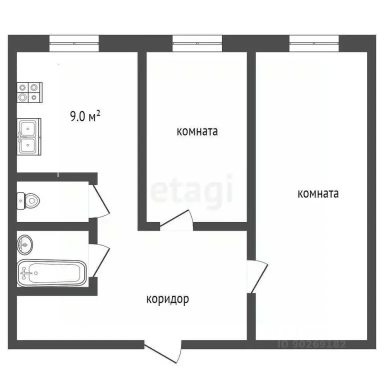 2-к кв. Кемеровская область, Прокопьевск ул. Есенина, 42 (50.6 м) - Фото 2