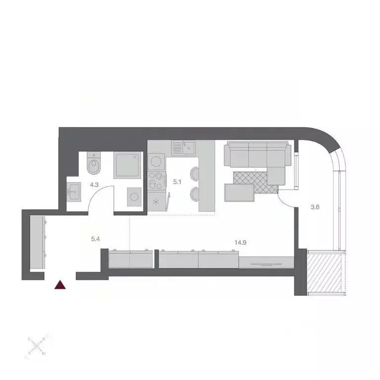 Студия Новосибирская область, Новосибирск Беринг жилой квартал,  ... - Фото 2