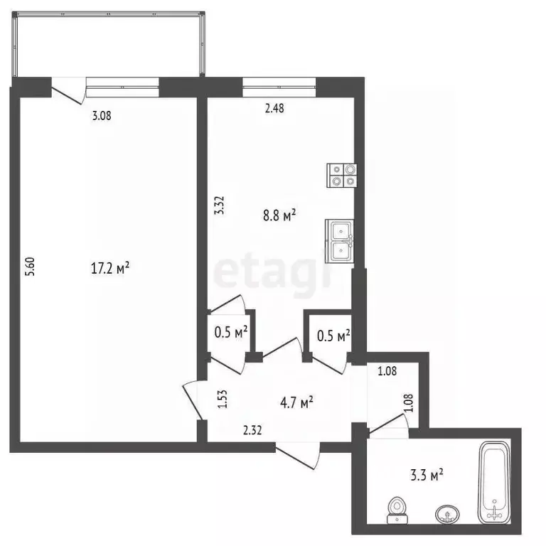 1-к кв. Саха (Якутия), Якутск ул. Дзержинского, 12/3 (35.7 м) - Фото 1