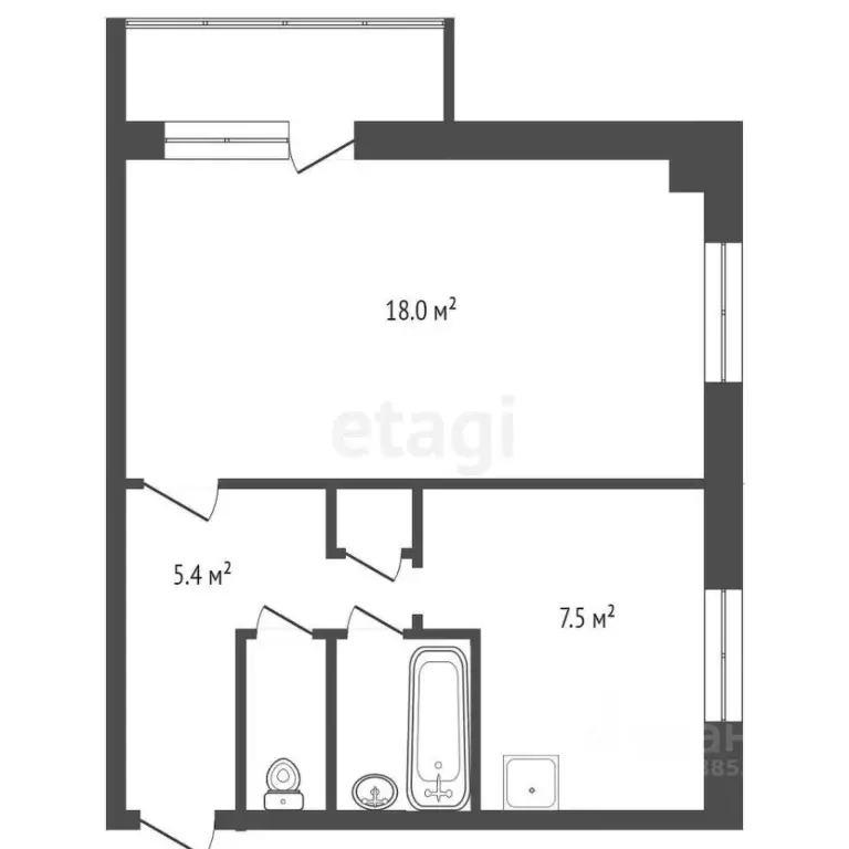 1-к кв. Красноярский край, Красноярск ул. Железнодорожников, 20Б (34.7 ... - Фото 2