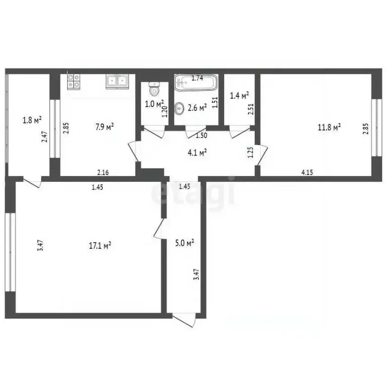 2-к кв. Калининградская область, Калининград Малое Борисово мкр, 11 ... - Фото 2