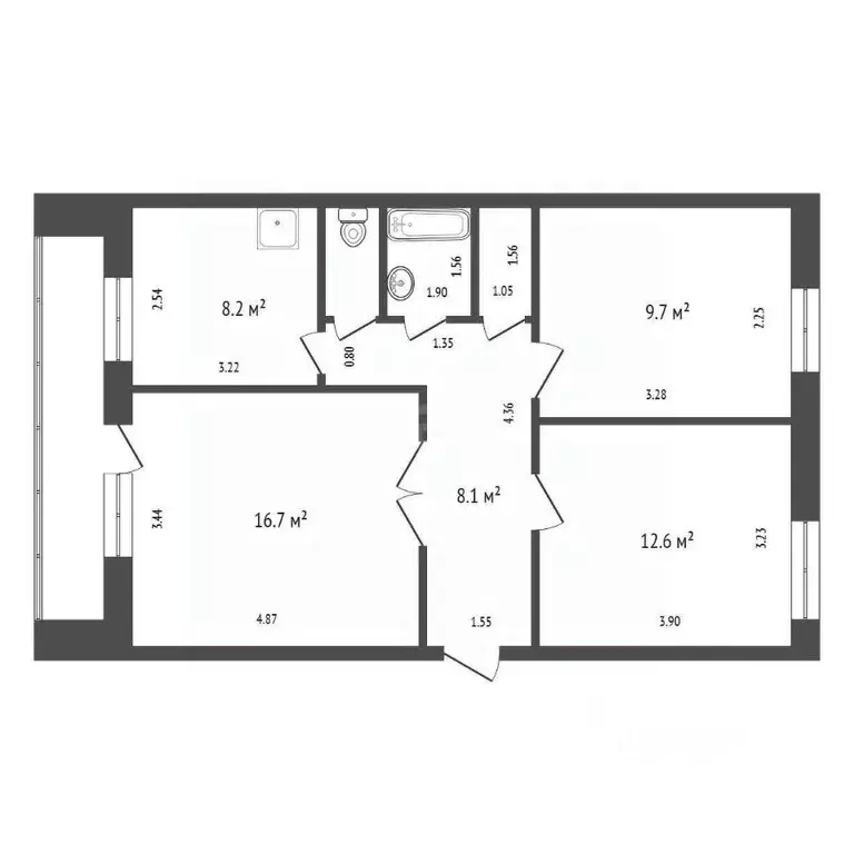 3-к кв. Красноярский край, Красноярск ул. Бограда, 13 (60.2 м) - Фото 2