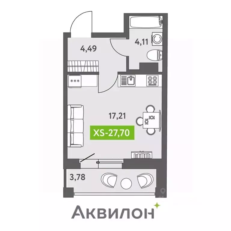 Студия Санкт-Петербург бул. Головнина, 4 (28.1 м) - Фото 0