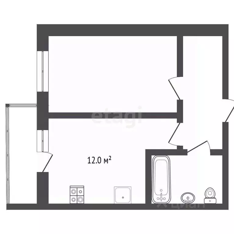 1-к кв. Ханты-Мансийский АО, Ханты-Мансийск Самаровская ул., 4 (41.2 ... - Фото 2