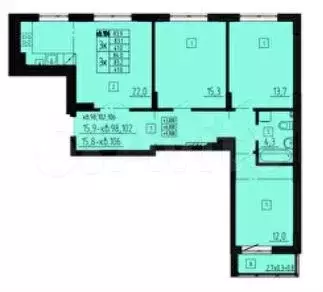 3-к. квартира, 84 м, 2/8 эт. - Фото 1