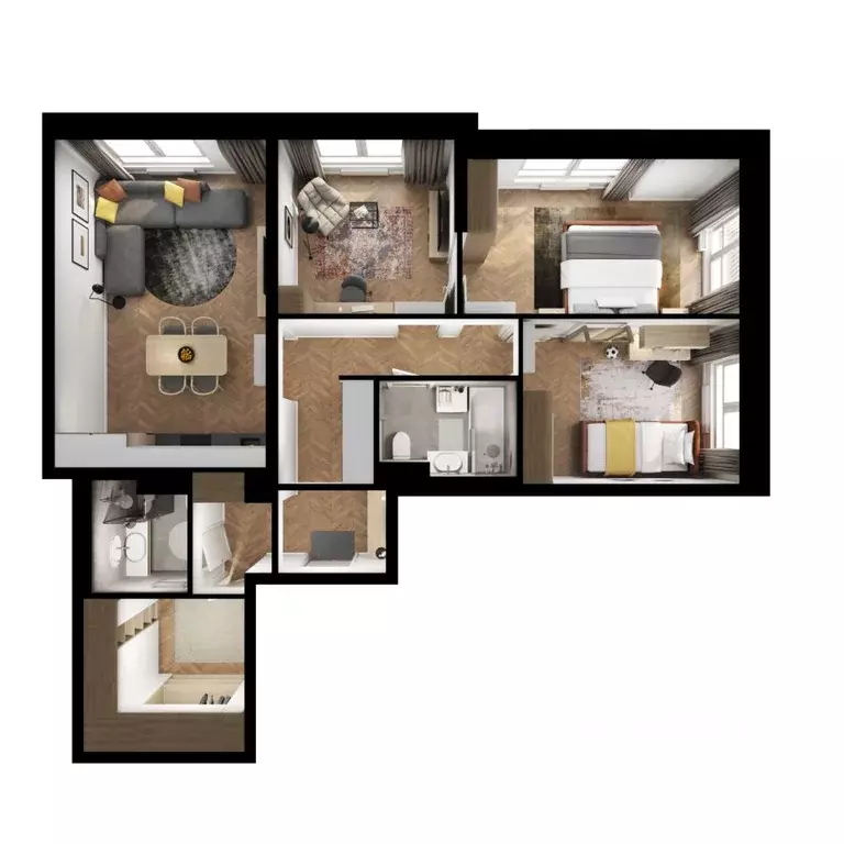 3-к кв. Московская область, Мытищи Яуза Парк жилой комплекс, к12 (85.3 ... - Фото 2