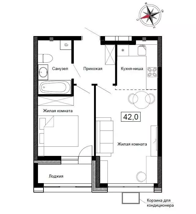 Квартира-студия: Новый, улица Ленина, 6с2 (42 м) - Фото 1