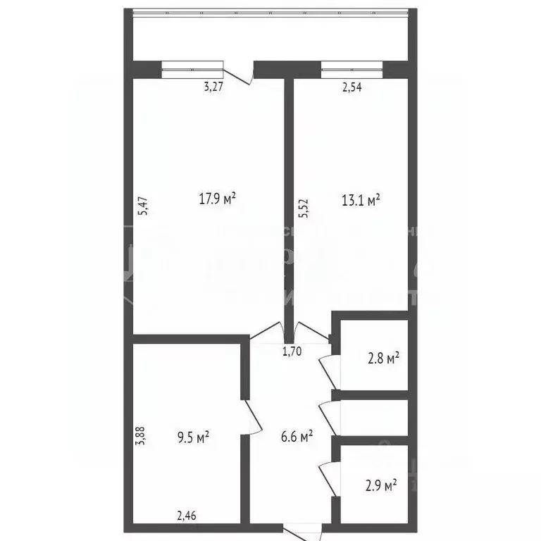 2-к кв. Кемеровская область, Кемерово просп. Химиков, 43 (54.1 м) - Фото 2