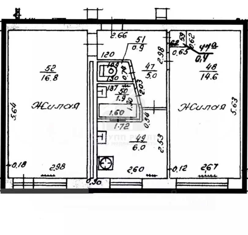 2-к кв. Калининградская область, Калининград ул. Кирова, 89 (44.0 м) - Фото 2