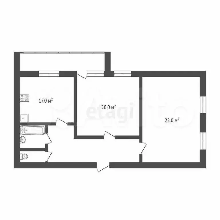 2-к. квартира, 77,4 м, 3/9 эт. - Фото 0
