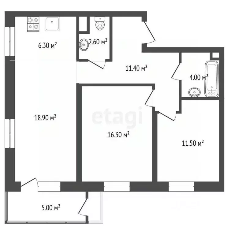 3-к кв. Тюменская область, Тюмень Профсоюзная ул., 55 (72.7 м) - Фото 1