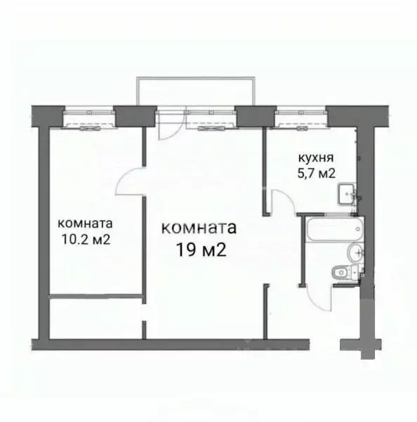 2-к кв. Липецкая область, Липецк пл. Мира, 4 (42.1 м) - Фото 1