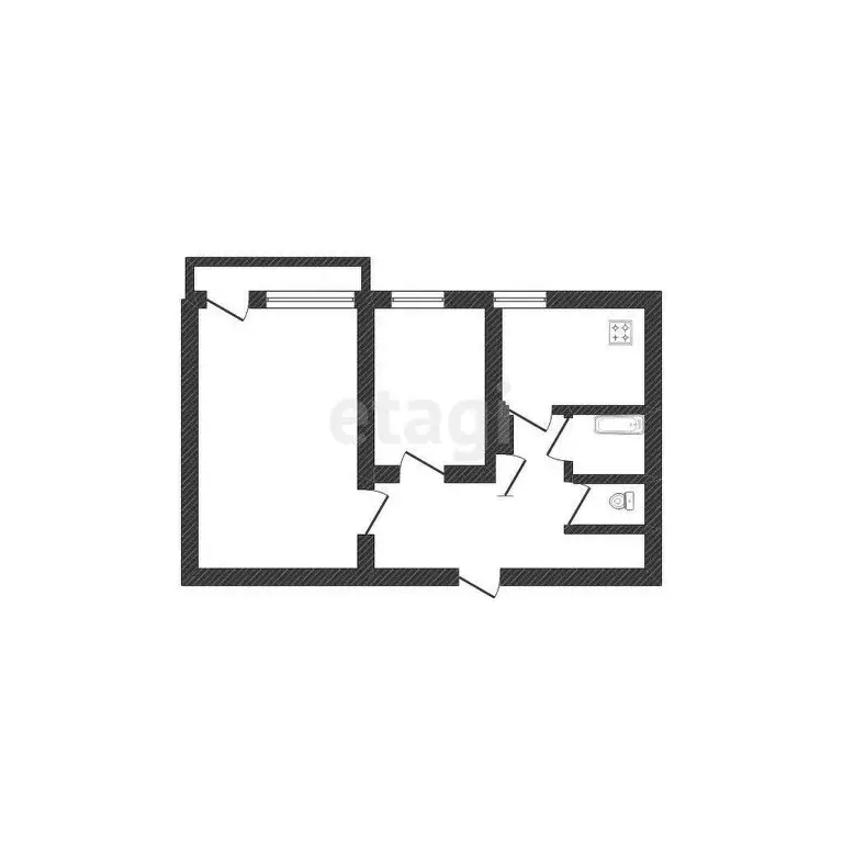 2-комнатная квартира: Валуйки, улица Чапаева, 34/3 (43.7 м) - Фото 1