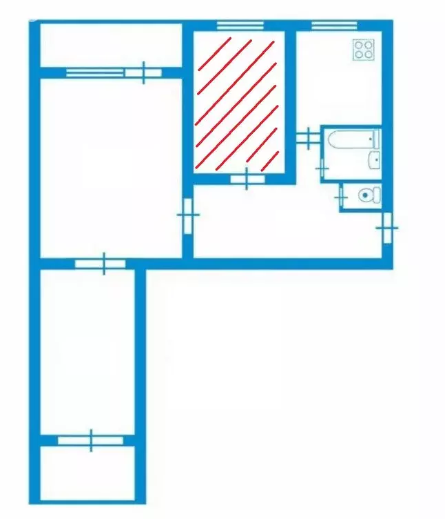 1к в 3-комнатной квартире (9.1 м) - Фото 1