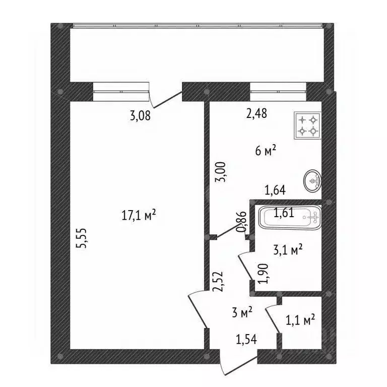1-к кв. Башкортостан, Уфа Российская ул., 9 (40.0 м) - Фото 2