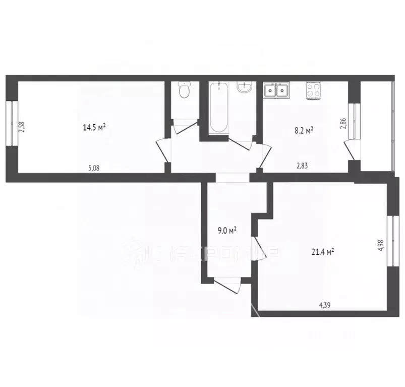 2-к кв. Ханты-Мансийский АО, Сургутский район, пос. Солнечный ... - Фото 2