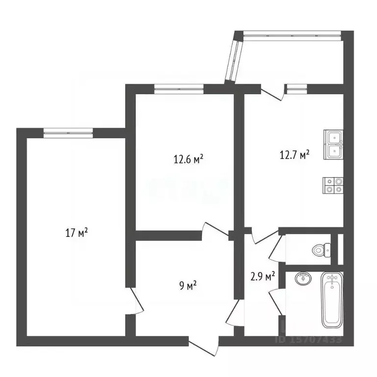 2-к кв. Санкт-Петербург Товарищеский просп., 32к2 (59.0 м) - Фото 2