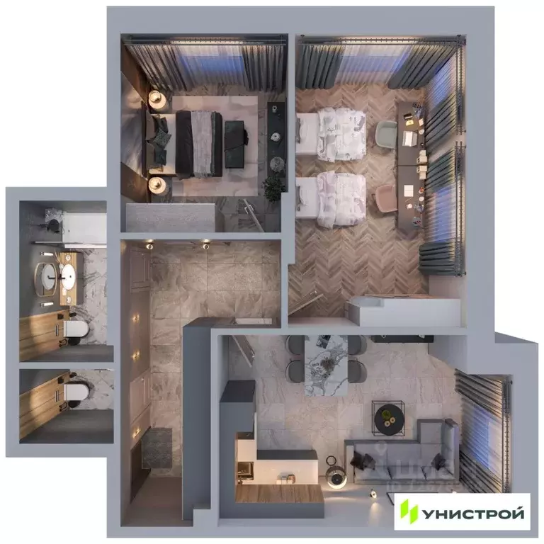 2-к кв. Татарстан, Казань проезд Юнуса Ахметзянова, 5 (62.61 м) - Фото 1