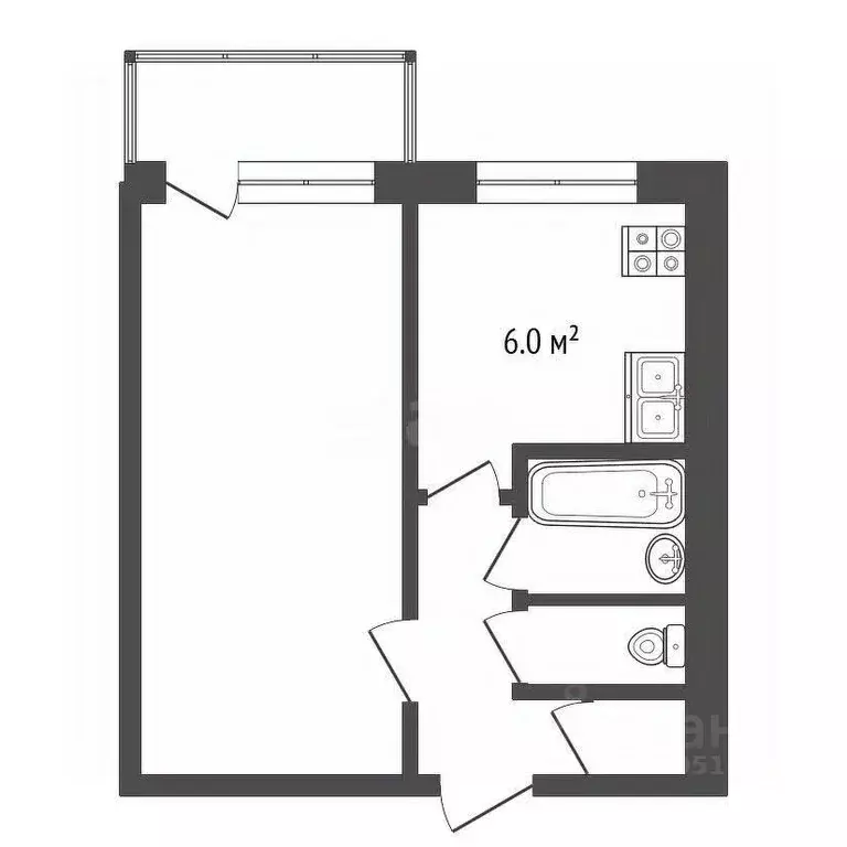 1-к кв. Ростовская область, Ростов-на-Дону просп. Чехова, 79 (32.0 м) - Фото 2