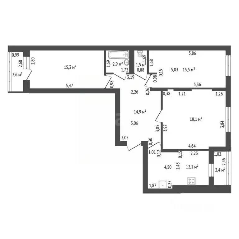 3-к кв. Башкортостан, Уфа ул. Рудольфа Нуреева, 23 (80.3 м) - Фото 2