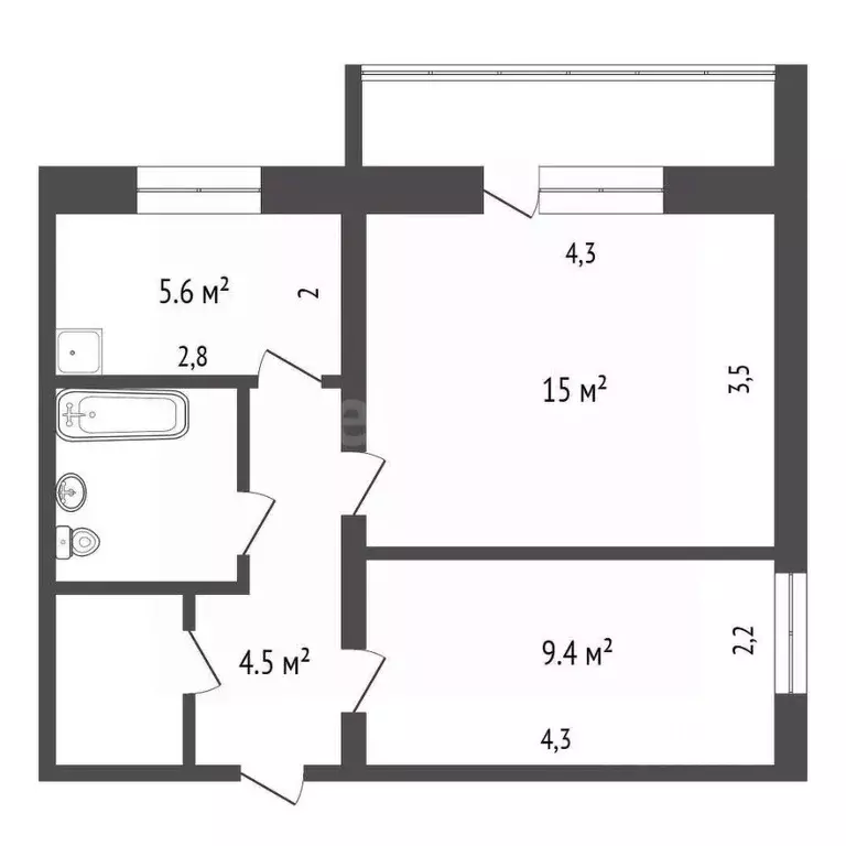 2-к кв. Красноярский край, Кодинск Кежемский район, ул. Гайнулина, 2А ... - Фото 2