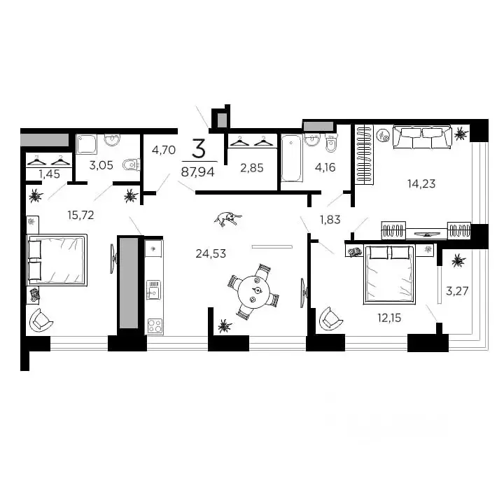 3-к кв. Рязанская область, Рязань ул. 1-я Железнодорожная (87.94 м) - Фото 1