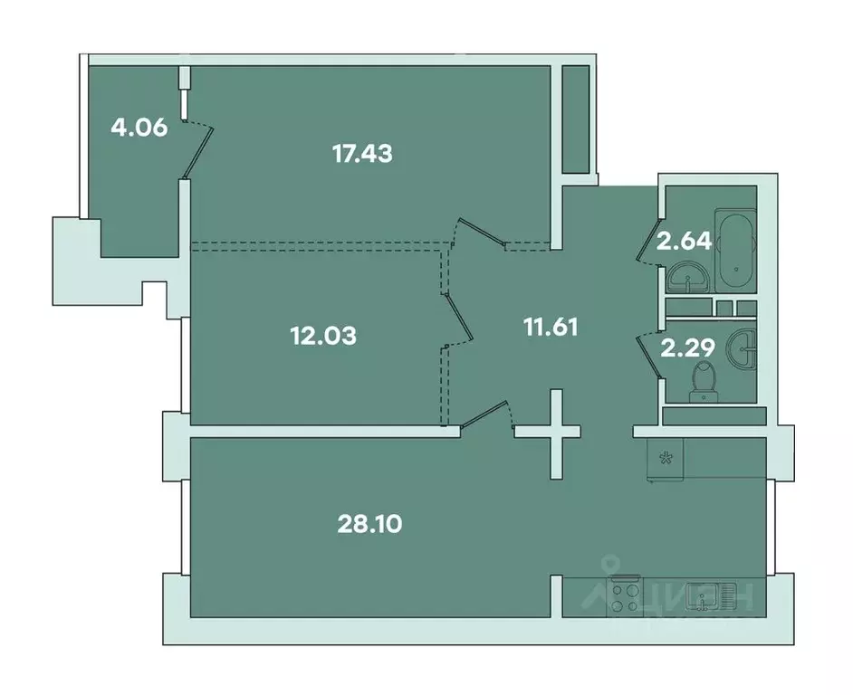 2-к кв. Иркутская область, Иркутск ул. Петрова, 16 (78.16 м) - Фото 0