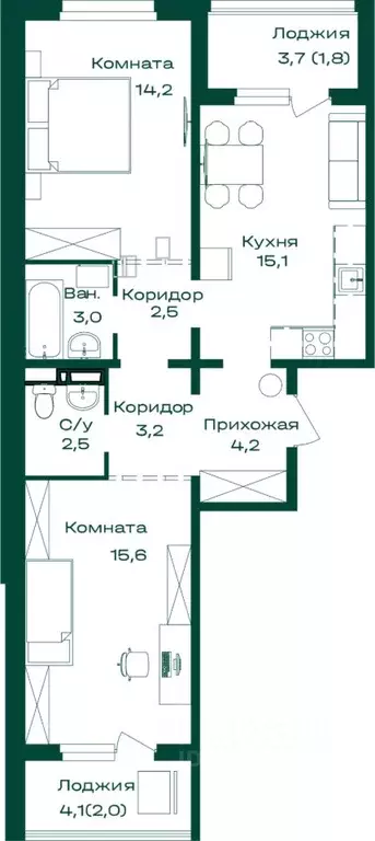 2-к кв. Алтай, Майминский район, с. Майма Алтайская ул., 2к1 (64.1 м) - Фото 1