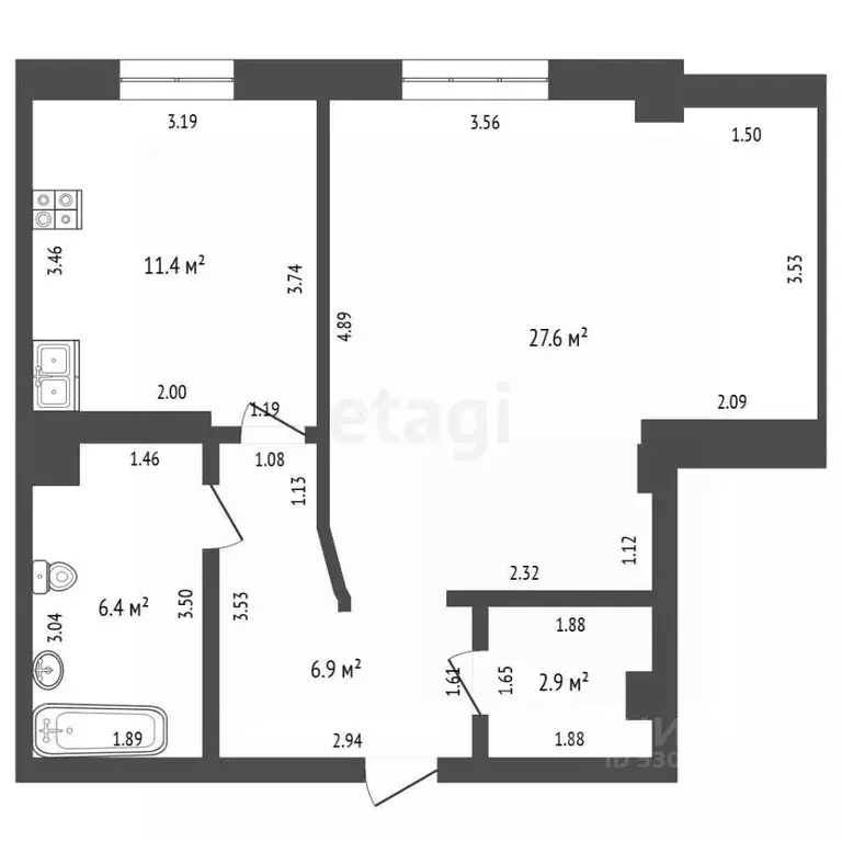 1-к кв. Забайкальский край, Чита ул. Бутина, 78 (55.2 м) - Фото 2