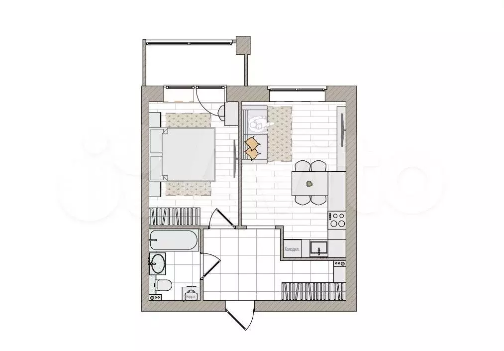 2-к. квартира, 45 м, 6/6 эт. - Фото 0