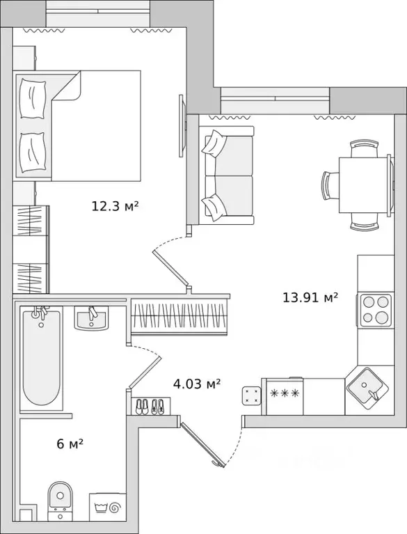 1-к кв. Санкт-Петербург ул. Плесецкая, 26 (36.3 м) - Фото 0