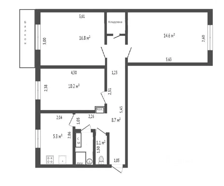 3-к кв. Крым, Евпатория ул. Некрасова, 85 (58.6 м) - Фото 0