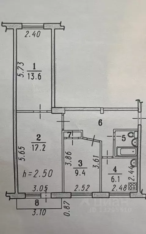 3-к кв. Омская область, Омск ул. 27-я Северная, 121Б (58.3 м) - Фото 2