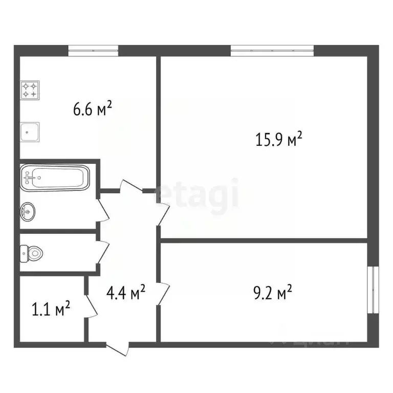 2-к кв. Красноярский край, Красноярск ул. Чернышева, 2 (40.3 м) - Фото 1