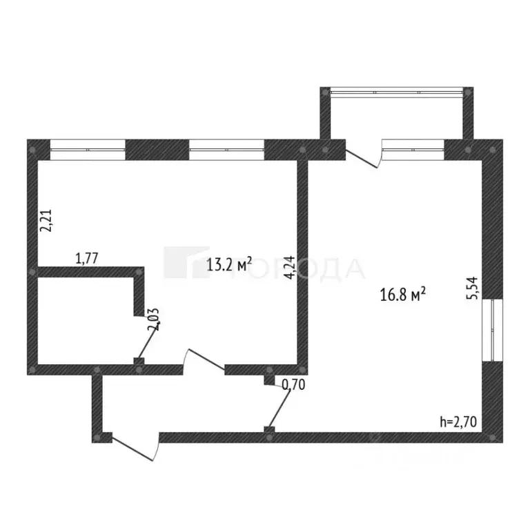 2-к кв. Кемеровская область, Новокузнецк ул. Кирова, 39 (41.5 м) - Фото 1