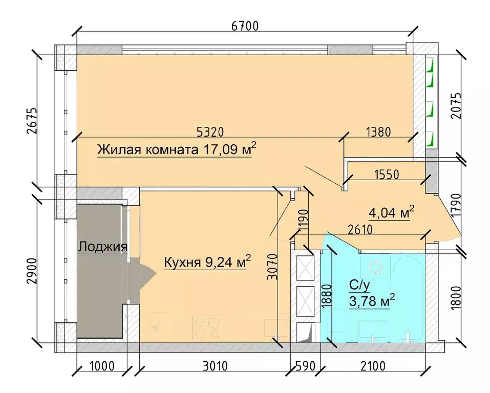 1-к кв. Кемеровская область, Кемерово ул. 1-я Линия, 24 (36.12 м) - Фото 1