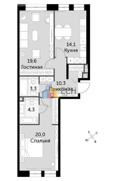 2-комнатная квартира: Москва, Шелепихинская набережная, 40к2 (71.6 м) - Фото 0