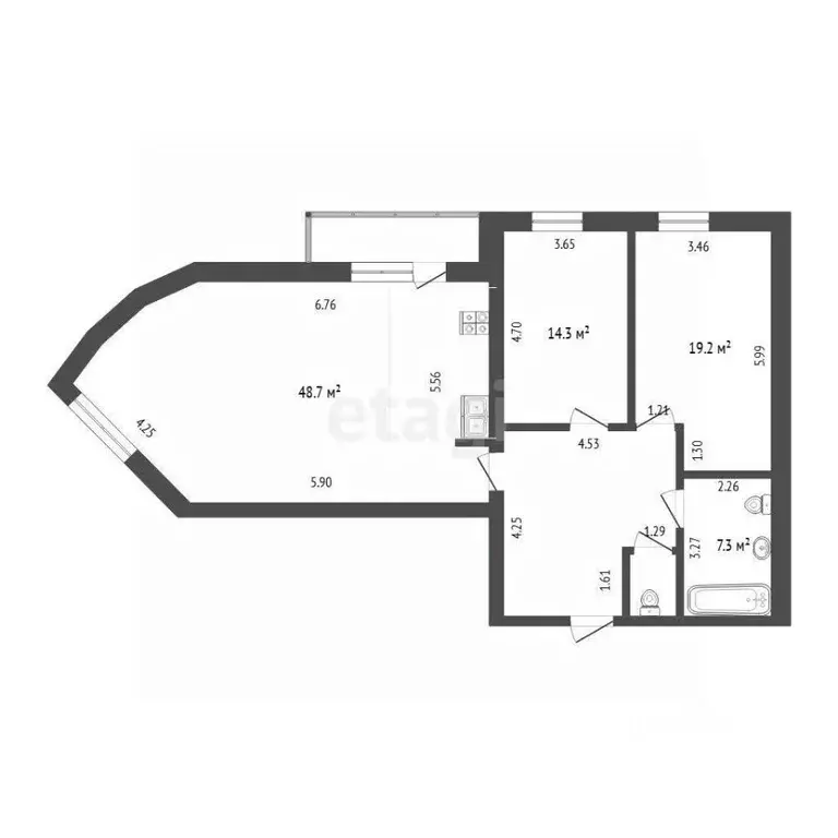 3-к кв. Тюменская область, Тюмень ул. Коммунаров, 35 (108.5 м) - Фото 1