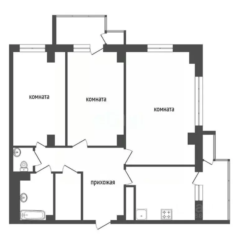 3-к кв. Красноярский край, Красноярск ул. Алексеева, 51 (99.5 м) - Фото 2